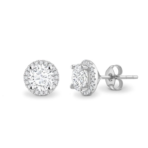 Round Diamond Halo Earrings 0.61cts
