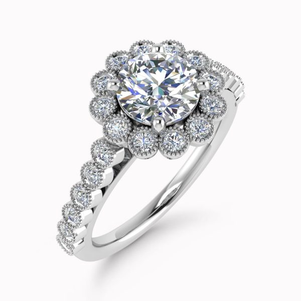 Fleur Lab Grown Round Diamond Vintage Ring
