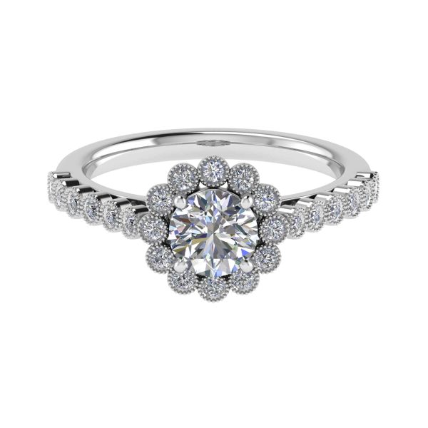 Fleur Lab Grown Round Diamond Vintage Ring