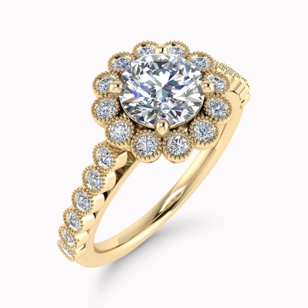 Fleur Natural Round Diamond Vintage Ring