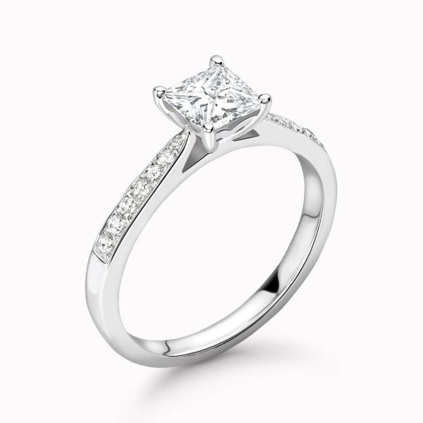 Florence Lab Grown Princess Diamond Sidestone Ring