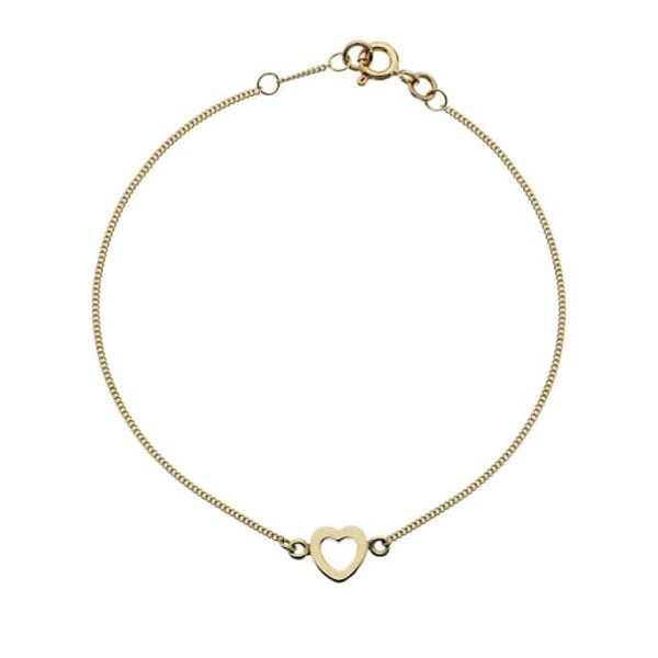 Yellow Gold Open Heart Bracelet