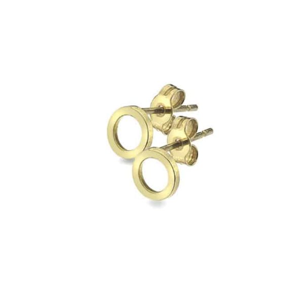 Yellow Gold Plain Circle Stud Earrings