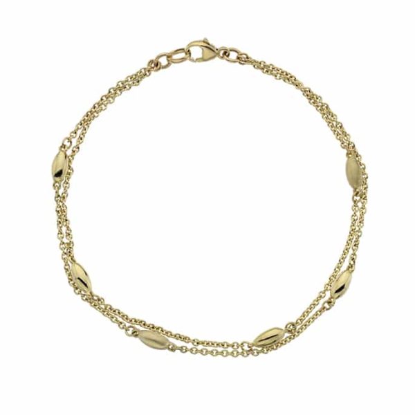 Yellow Gold Beaded Double Row Bracelet
