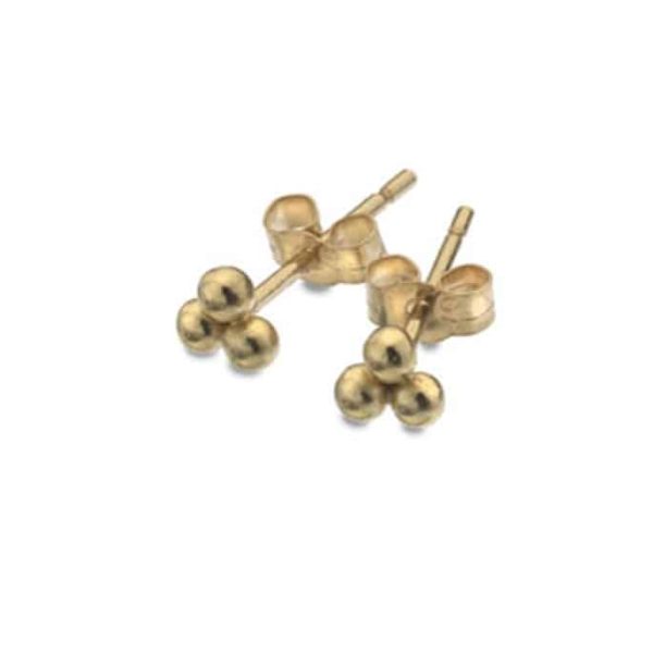 Yellow Gold Triple Ball Stud Earrings