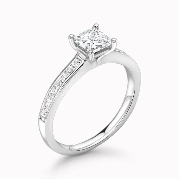Halle Lab Grown Princess Diamond Sidestone Ring