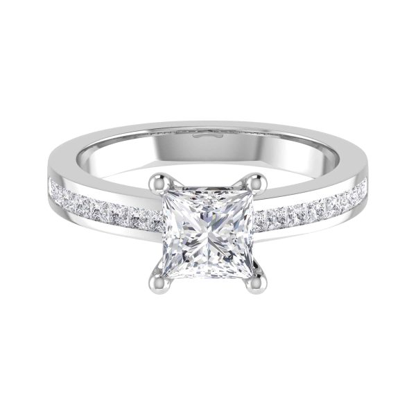 Halle Lab Grown Princess Diamond Sidestone Ring