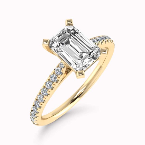 Jade Lab Grown Emerald Diamond Sidestone Ring