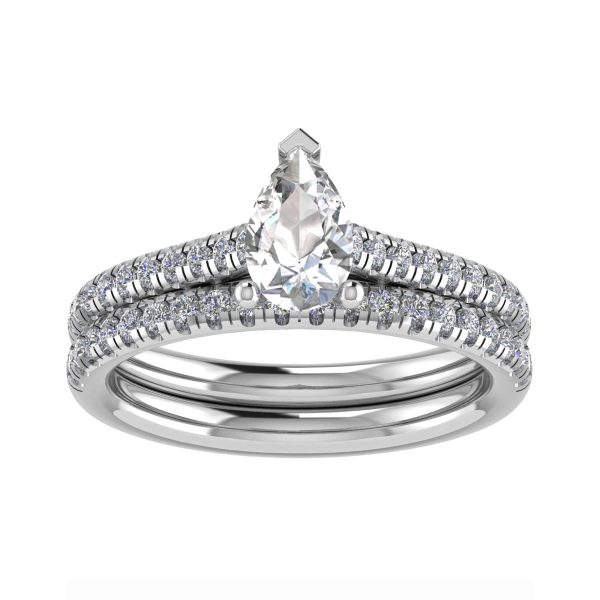 Jade Natural Pear Diamond Sidestone Ring