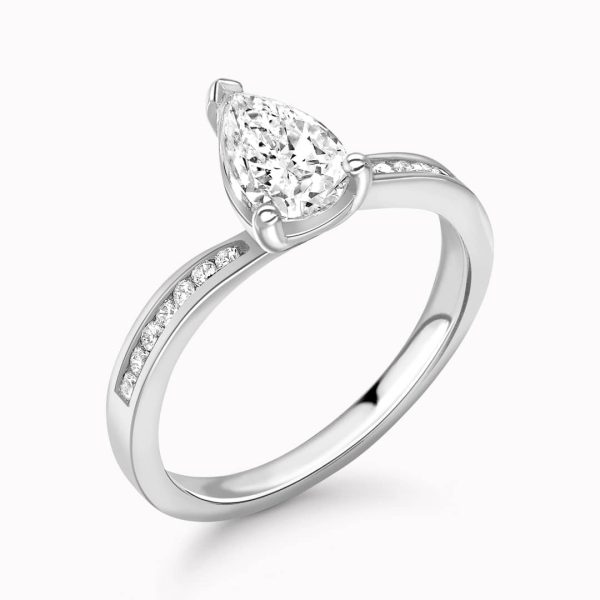 Joy Lab Grown Pear Diamond Sidestone Ring