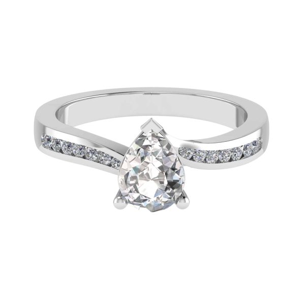Joy Lab Grown Pear Diamond Sidestone Ring