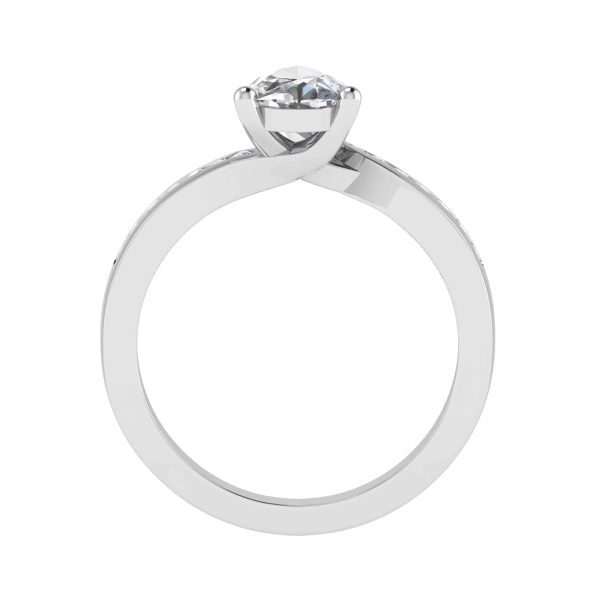 Joy Lab Grown Pear Diamond Sidestone Ring