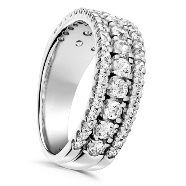 Three Row Claw Set Diamond Wedding Ring 1.10cts