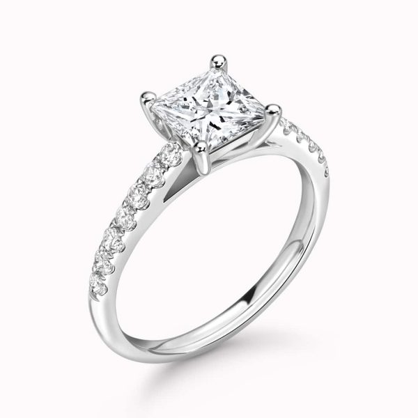 Lena Lab Grown Princess Diamond Sidestone Ring