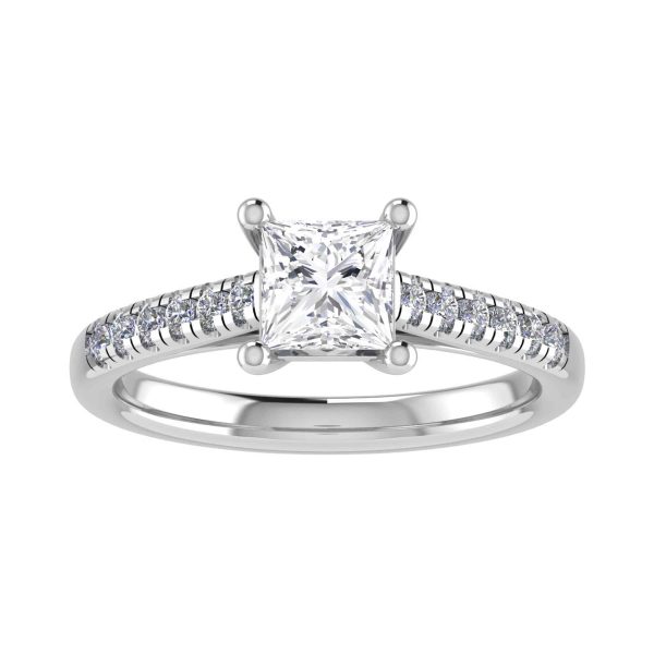 Lena Natural Princess Diamond Sidestone Ring