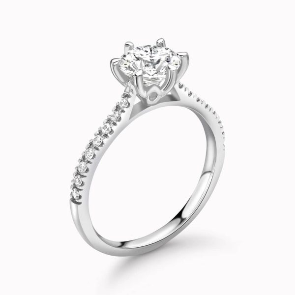 Maria Lab Grown Round Diamond Sidestone Ring