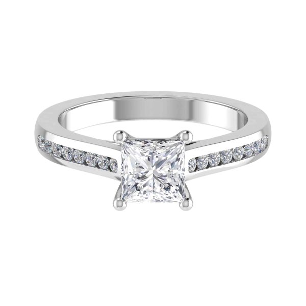 Melody Natural Princess Diamond Sidestone Ring