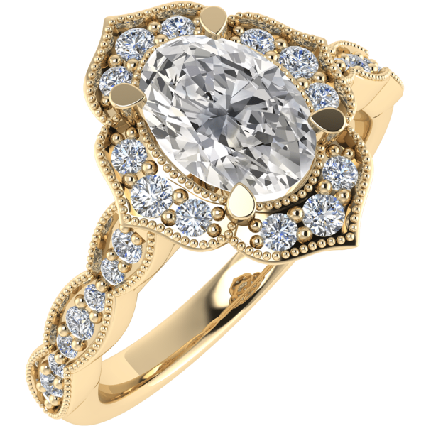 Piper Natural Oval Diamond Vintage Ring