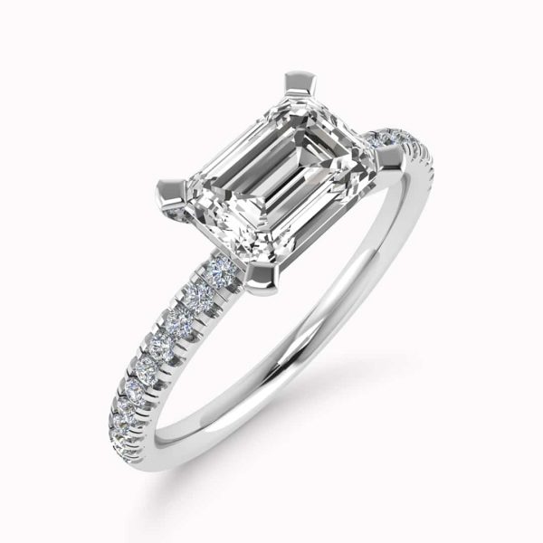 Nola Lab Grown Emerald Diamond Sidestone Ring