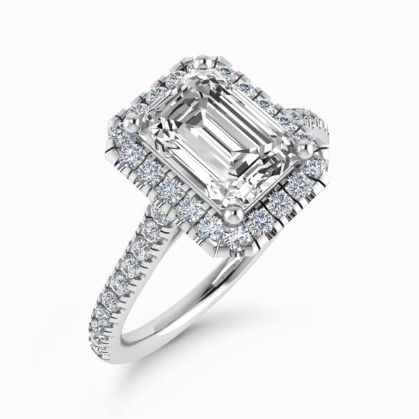 Paris Lab Grown Emerald Diamond Halo Ring