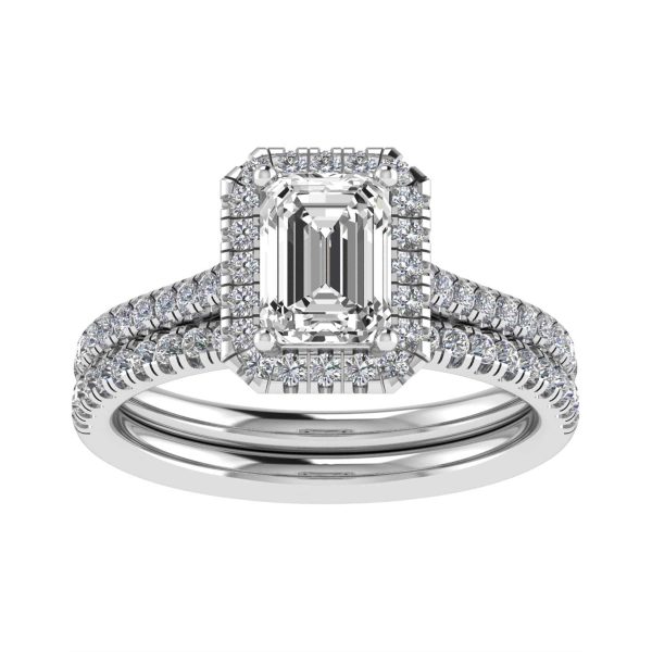Paris Natural Emerald Diamond Halo Ring