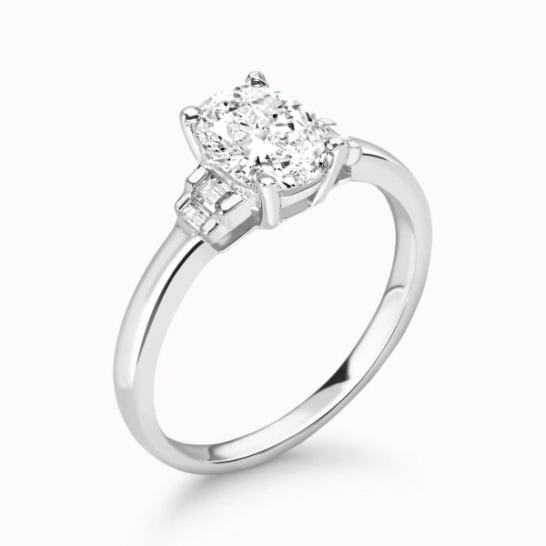 Poppy Lab Grown Oval Diamond Sidestone Ring