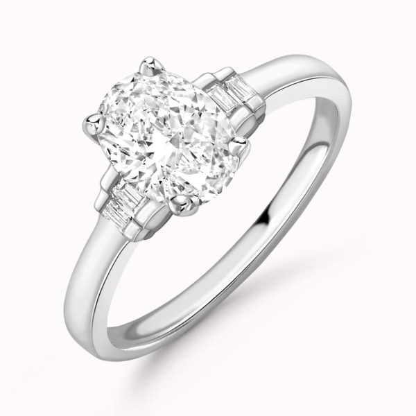 Poppy Lab Grown Oval Diamond Sidestone Ring