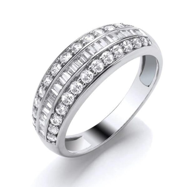 Baguette and Round Diamond Wedding Ring 0.75cts
