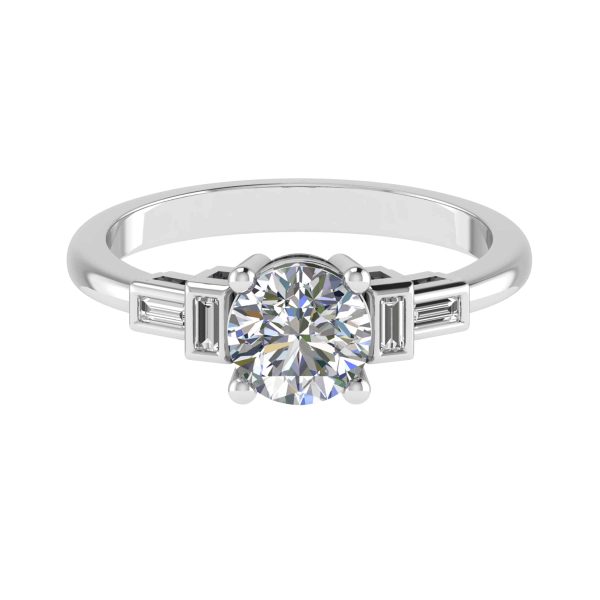 Rita Lab Grown Round Diamond Sidestone Ring