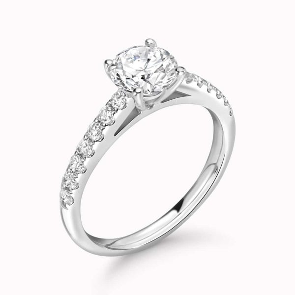 Sara Lab Grown Round Diamond Sidestone Ring