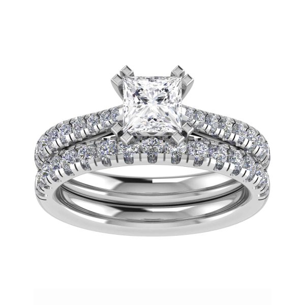Serenity Natural Princess Diamond Sidestone Ring