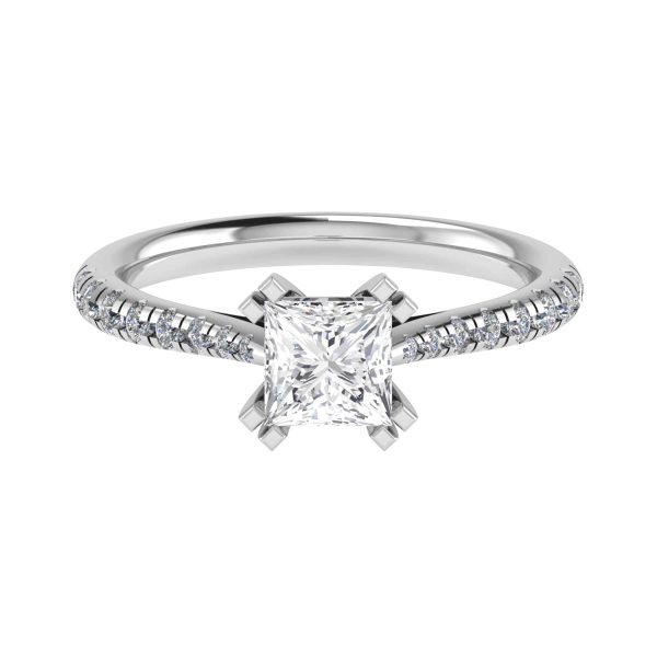 Serenity Natural Princess Diamond Sidestone Ring