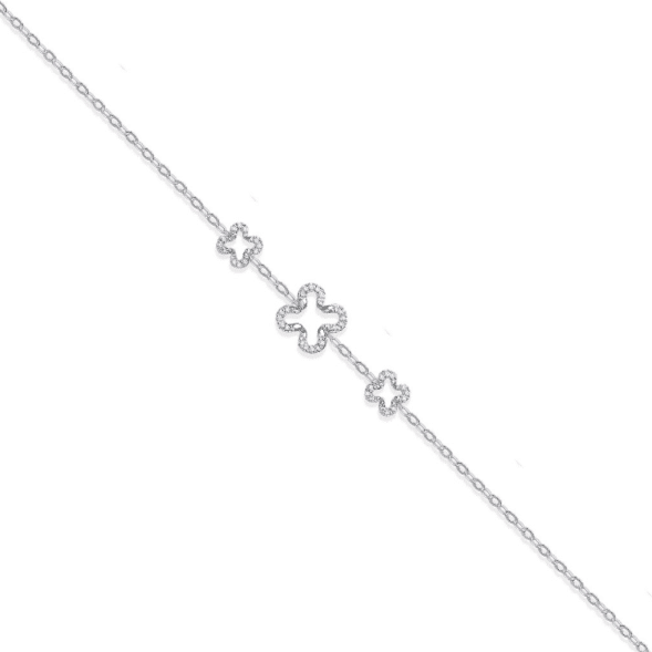 White Gold Four Leaf Clover Diamond Bracelet 0.11cts