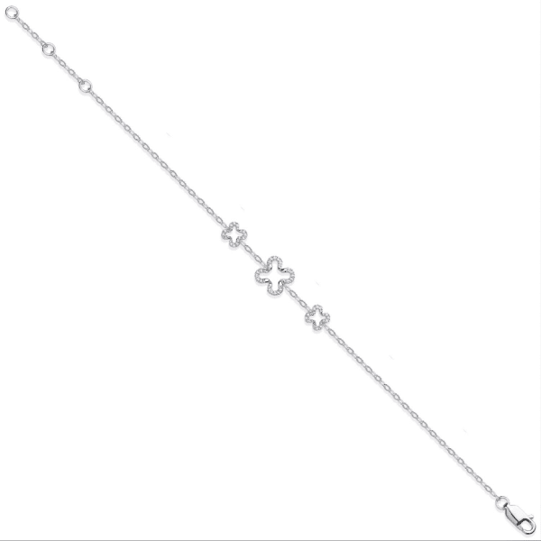White Gold Four Leaf Clover Diamond Bracelet 0.11cts