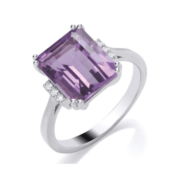 Amethyst and Diamond Dress Ring in White Gold