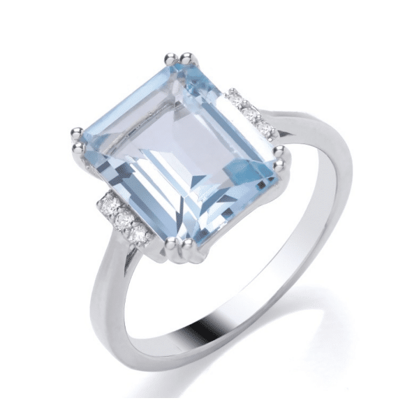 Blue Topaz and Diamond Dress Ring in White Gold