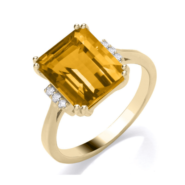Citrine and Diamond Dress Ring in Yellow Gold