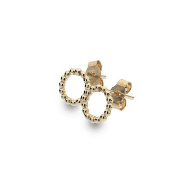 9ct Yellow Gold Small Beaded Circle Stud Earrings