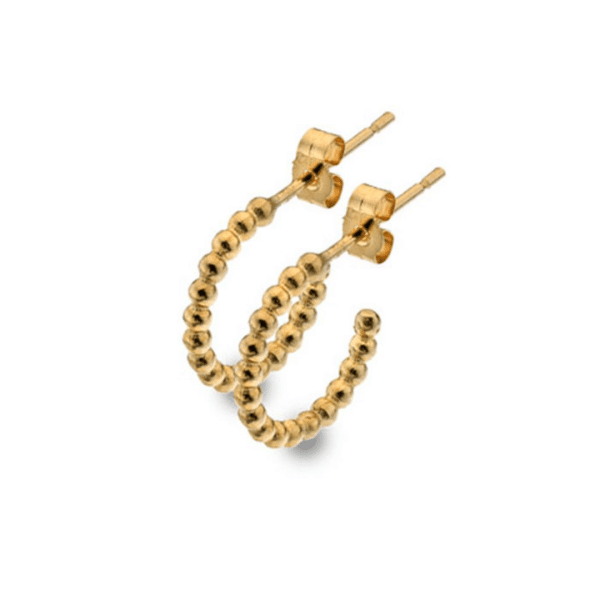 9ct Yellow Gold Small Beaded Hoop Earrings