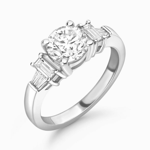 Monica Lab Grown Round Diamond Sidestone Ring