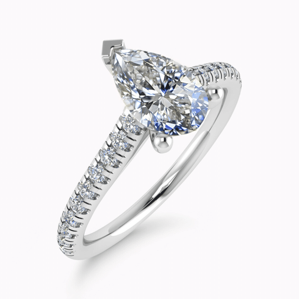 Jade Lab Grown Pear Diamond Sidestone Ring