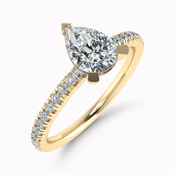 Brooklyn Lab Grown Pear Diamond Sidestone Ring