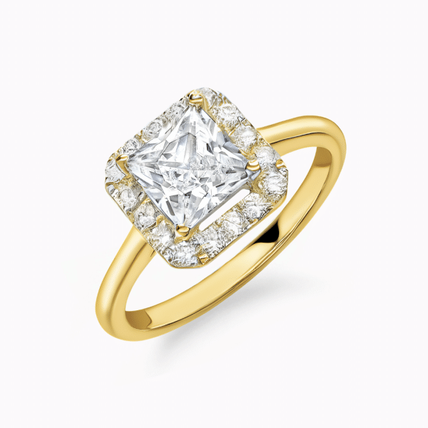 Capella Lab Grown Princess Diamond Halo Ring