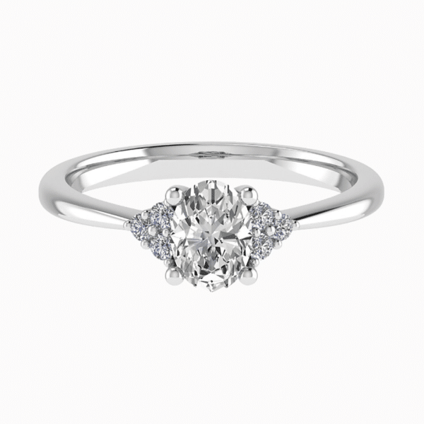 Duchess Lab Grown Oval Diamond Sidestone Ring