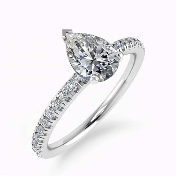 Brooklyn Natural Pear Diamond Sidestone Ring