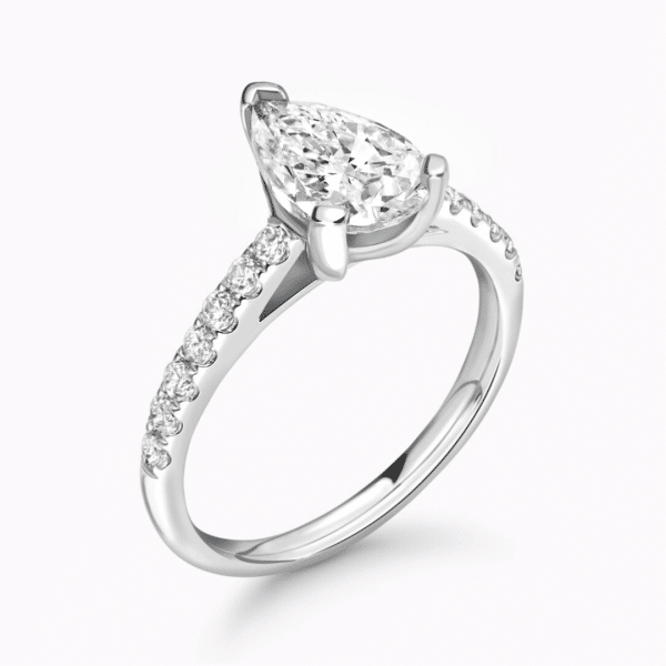 Celine Lab Grown Pear Diamond Sidestone Ring