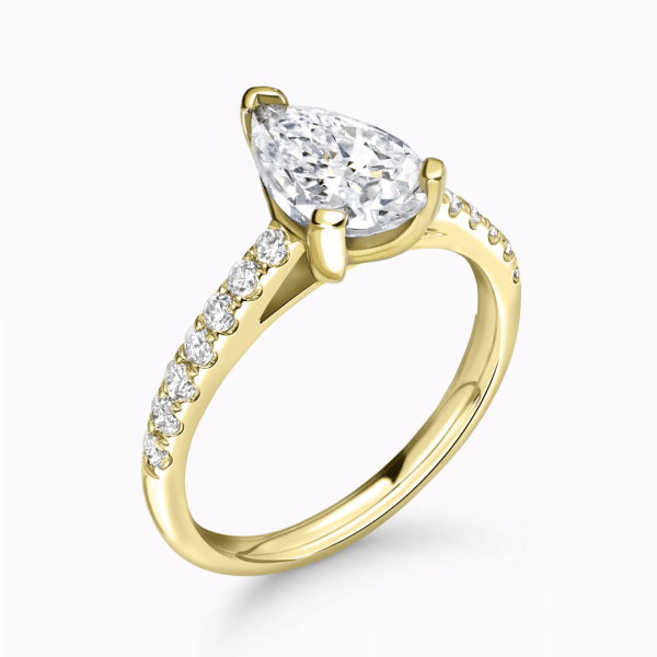 Celine Lab Grown Pear Diamond Sidestone Ring