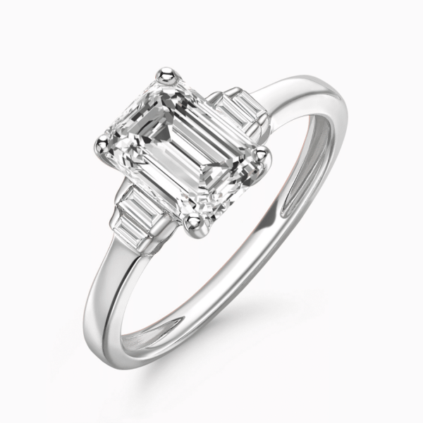 Poppy Lab Grown Emerald Diamond Sidestone Ring