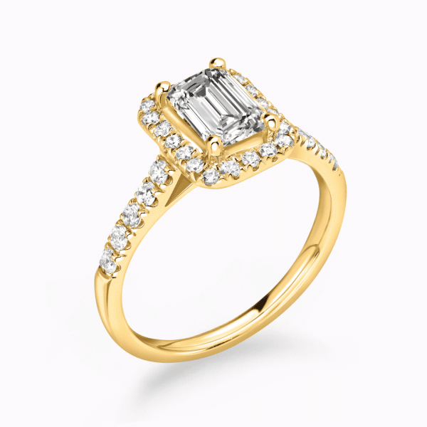Paris Lab Grown Emerald Diamond Halo Ring
