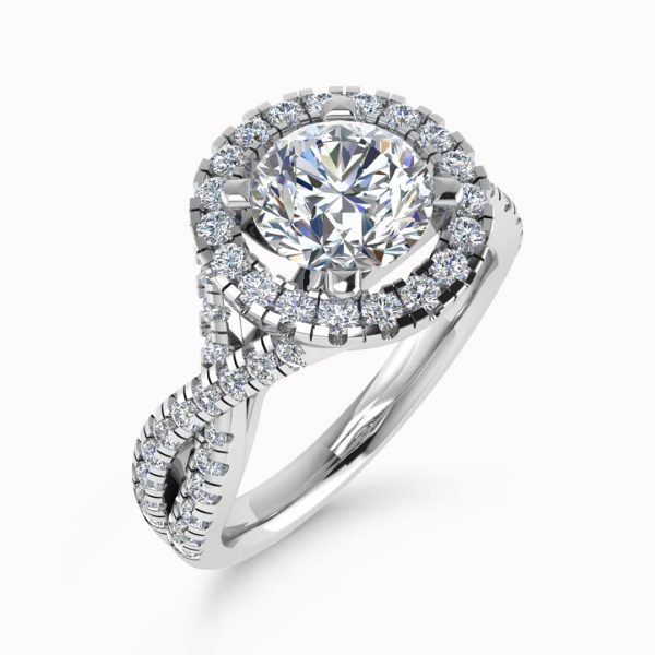 Violet Natural Round Diamond Halo Ring